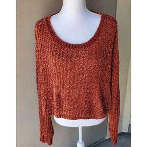 Miracle USA Sweater Womens Small S/M Burnt Orange Cropped Long Sleeve‎ Pullover